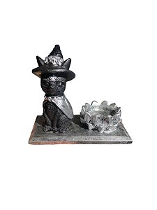 Incensário Gato Bruxo Prata