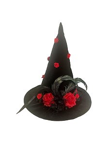 Chapéu de Bruxa Preto c/ Vermelho