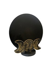 Espelho negro base Triluna - Dourado