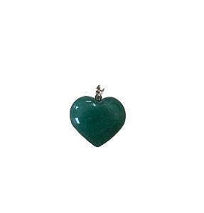 Pingente Coração Quartzo Verde- Prata