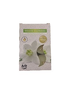 Vela White Flowers Aromática Rechaud C/6