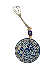 Mandala Porcelana Olho Grego C/ Corda 7,5cm Modelo B
