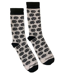 Meia 3/4 Branca c/ Pentagrama Preto