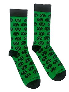 Meia 3/4 Verde c/ Pentagrama Preto