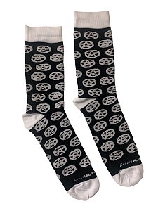 Meia 3/4 Preta c/ Pentagrama Branco