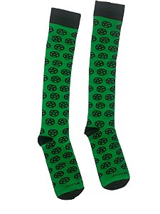 Meia 5/8 Verde c/ Pentagrama Preto