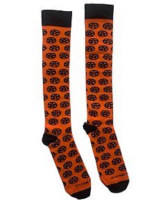 Meia 5/8 Laranja c/ Pentagrama Preto