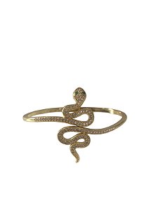 Bracelete Cobra Dourado Strass