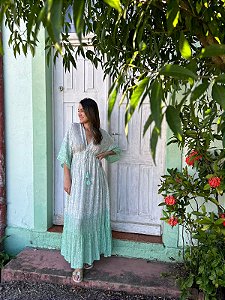 Vestido Longo Verde Água Tamanho GG