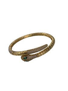 Pulseira Cobra com Strass Dourada