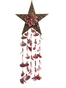 Móbile Estrela com Conchas Rosas