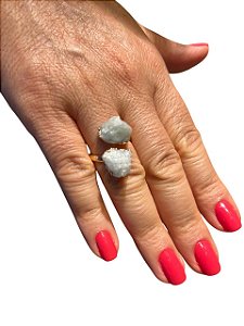 Anel Água-Marinha Dourado