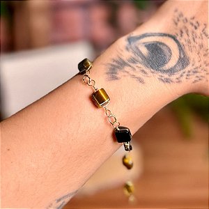 Pulseira Olho de Tigre Quadrada