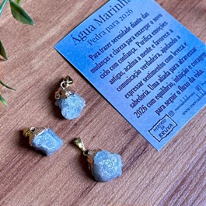 Pingente Água Marinha - Dourado