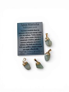 Pingente Água Marinha - Dourado