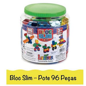 Blocos de Montar com 96 Peças no Pote - Block Slim - Ref 004-BS - Luc Toys