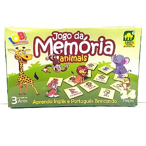 Brinquedo Educativo Jogo Pedagógico IOB Madeira - Jogo da Memoria ANIMAIS - Ref.05 