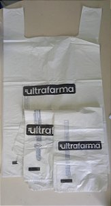 2,000 unidades - Sacolas Plásticas 50x60 personalizadas ULTRAFARMA - Modelo Alça Camiseta - TAMANHO IDEAL PARA PARA FRALDAS