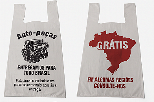 30 mil Sacolas Plásticas Alça Camiseta para Auto Peças reforçada - impresso em 1 cor de cada lado