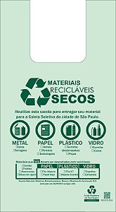 30 mil Sacolas plásticas Padrão SP - 48x55- 2 Cores 1 Lado - com verso dos materiais recicláveis