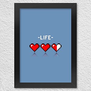 Poster com Moldura 8-bit Life - azul