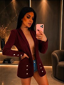 Blazer Valentina Longo Com Botões Dourados Luxuoso