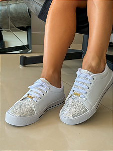 Tênis Vanessa Fashions Casual Brilho Glitter Feminino 1011