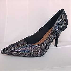 Sapato Scarpin Beira Rio Camurça Holográfico Comfy Feminino 4122.1400