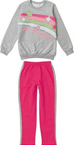 Conjunto Moletom Flanelado Infantil Menina Play Game Cinza - Malwee