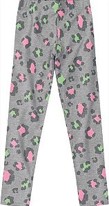 Calça Legging Infanto Juvenil Menina Oncinha Cinza Colorido - Malwee