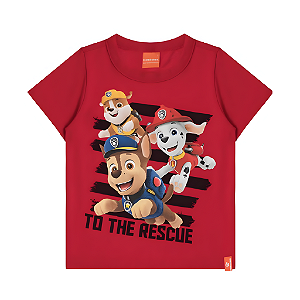 Camiseta Manga Curta Infantil Menino Patrulha Canina Vermelha - Malwee