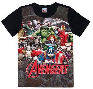 Camiseta Infantil Avengers Preta  - Malwee