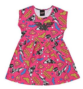 Vestido Infantil Mulher Maravilha - Rosa e Amarelo - Brandili