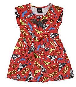 Vestido Mulher Maravilha - Vermelho e Amarelo - Brandili