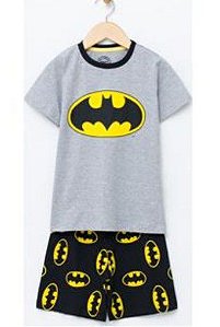Pijama Bebê Batman - Cinza e Preto