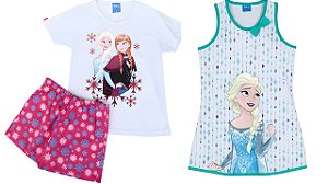 COMBO PAGUE 1 LEVE 2 Pijama e Camisola Manga Curta Infantil Menina Frozen - Lupo