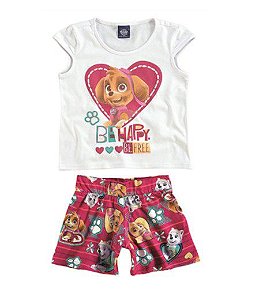 Conjunto Bebê Menina Patrulha Canina Branca e Rosa - Malwee