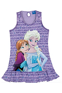 Camisola Manga Curta Infantil Menina Frozen Lilás - Lupo