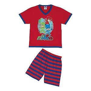 Pijama Manga Curta Bebê Menino PJ Masks Vermelho - Lupo