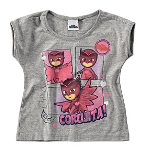 Blusa Manga Curta Bebê Menina PJ Masks Cinza - Malwee