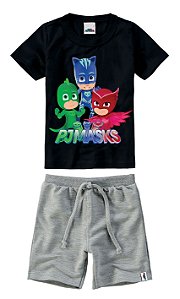 Conjunto Bebê Menino Pj Masks Preto e Cinza - Malwee