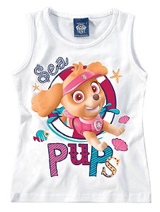 Blusa Regata Infantil Menina Patrulha Canina Branca - Malwee