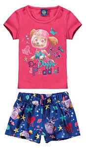 Conjunto Manga Curta Bebê Menina Patrulha Canina Rosa - Malwee