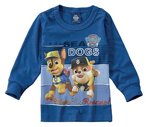 Camiseta da Patrulha Canina - Chase e Ruble - Azul - Malwee - AmoPersonagem