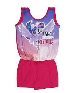 Macacão Manga Curta Infantil Menina Unicórnio Rosa - Malwee