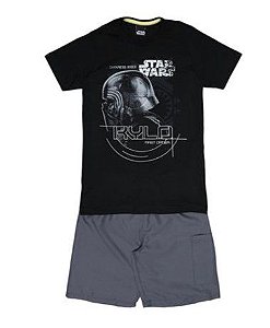 Conjunto Manga Curta Infantil Menino Star Wars Cinza e Preto - Malwee