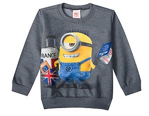 Moletom Flanelado Bebê Menino Minions Cinza - Malwee