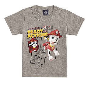 Camiseta Manga Bebê Menino Patrulha Canina Cinza - Malwee