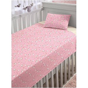 Jogo de Cama Bebê Estampa Rosa do Unicórnio 3 Peças - Lepper