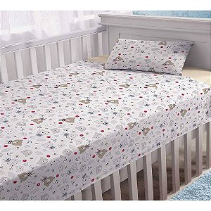 Jogo de Cama Bebê 3 Peças - Branco e Azul - Lepper